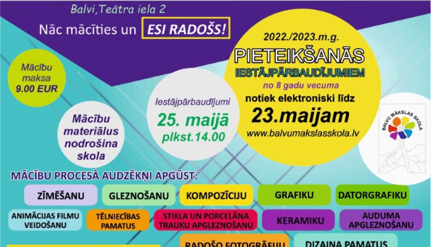 Nāc mācīties uz Balvu Mākslas skolu!