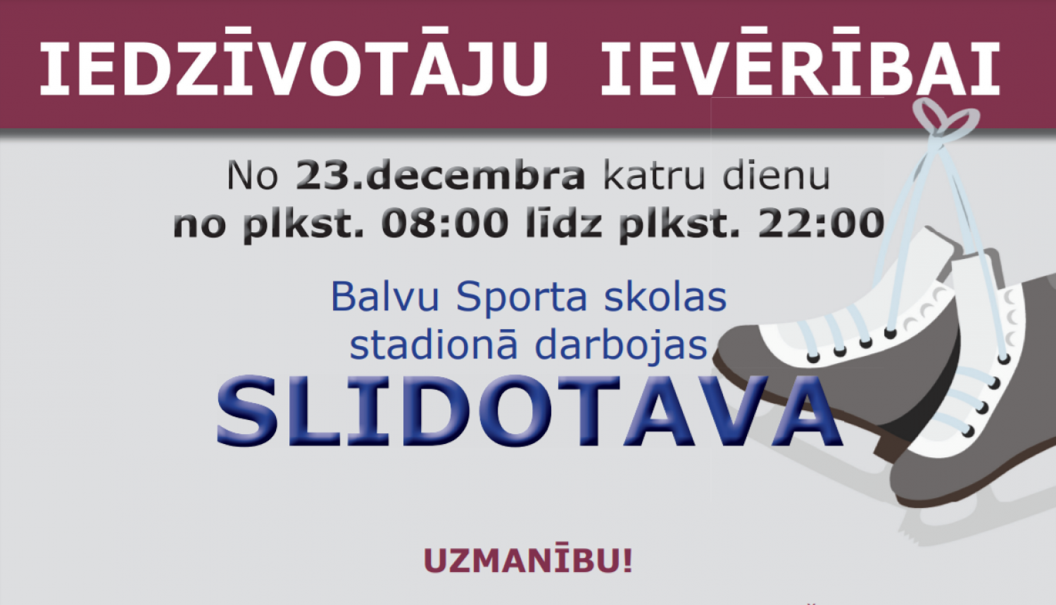 Balvu Sporta skolas stadionā darbu uzsākusi slidotava!