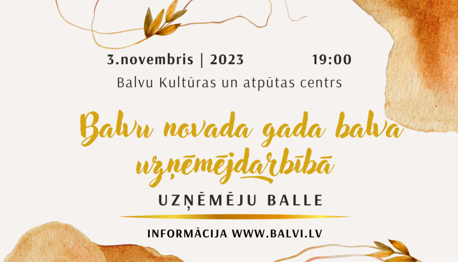 3.novembrī “Balvu novada Gada balva uzņēmējdarbībā 2022” un uzņēmēju balle