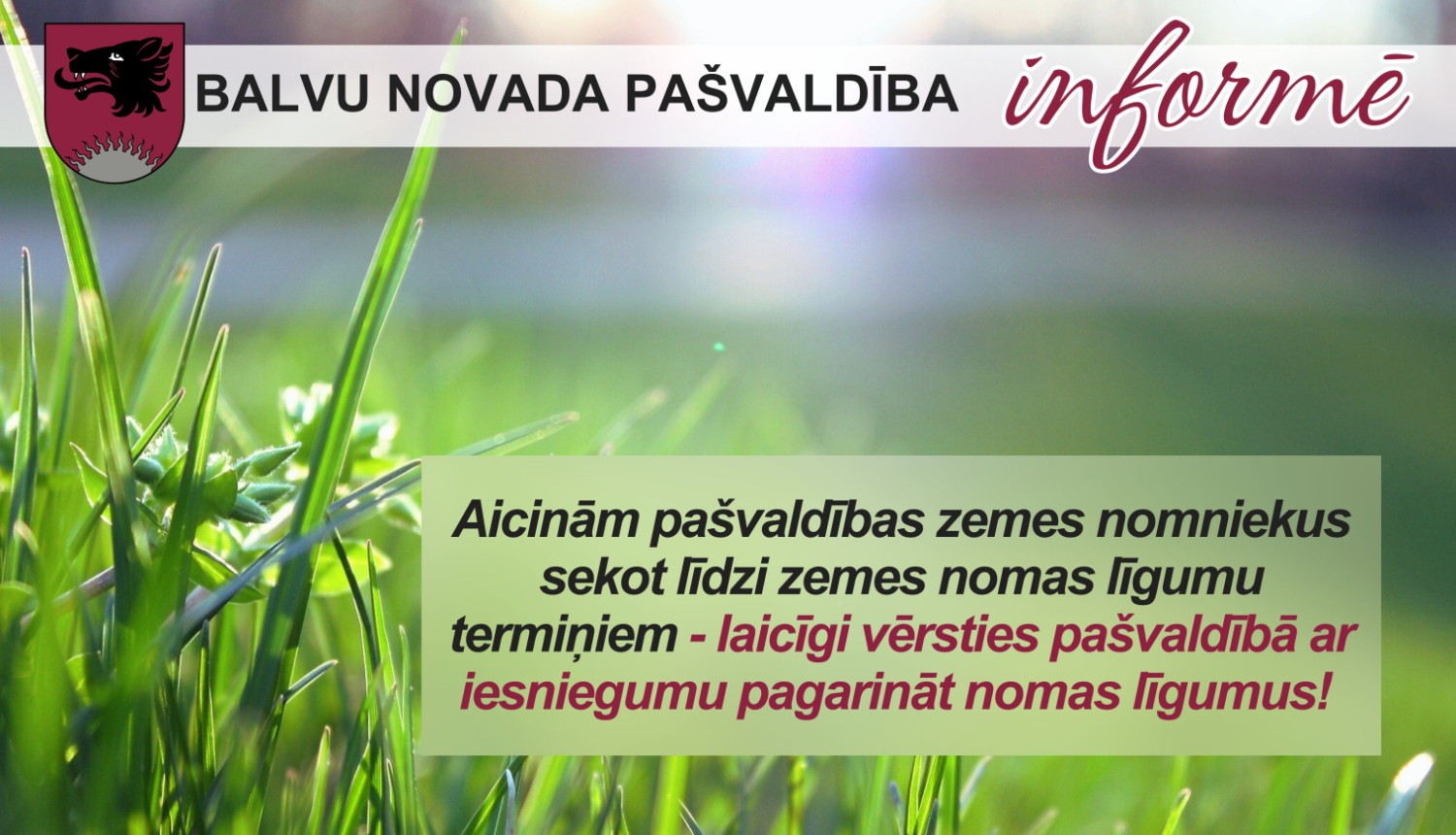 Informācija pašvaldības zemes nomniekiem